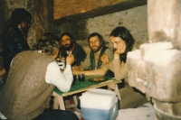 Charlie Soukup's mill, Alsace, early 1980s. Richard Nemčok in the back