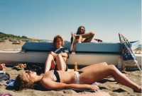 On the beach in Italy with Ivan Binar's daughter, mid-1980s