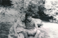 Martin Polák with his grandmother Ida Gansová, around 1971