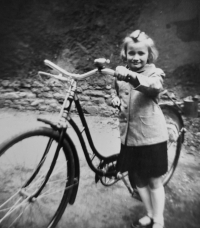 Bohumíra with a new bike from her stepfather