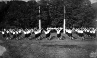 Sokol members exercising/ Staré Hamry / 1948
