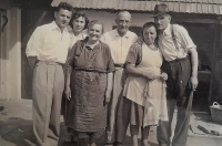 From the left: Ladislav, Milada, grandmother Jungrová - on Milada´s side, a family friend, father-in-law Rak and mother-in-law Raková

