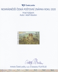 Stamp with the motif of Kašperk Castle, the most beautiful Czech postage stamp of 2020