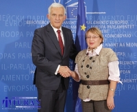 Leyla with the President of the European Parliament Jerzy Buzek, 2011