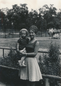 Olga Hudečková with her son Dominik,1970s 