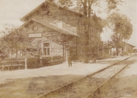 Father Antonín Polášek working as a train dispatcher in Štěpánov in the 1920s