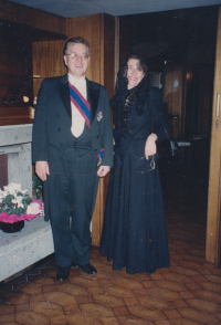 František X. Halas with Dagmar Halasová, 1990s 