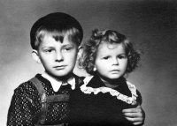 Jaroslav Novák with his sister Marcela, 1950s