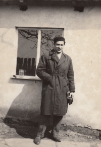 Viliam Otiepka in front of his birth house, 1967