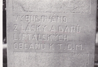 The inscription on the TGM monument
