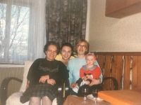 Four generations in one photo. Jarmila Semotamová with her daughter, granddaughter and great-granddaughter around 2000