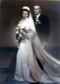 Jarmila Drábková with her husband František, wedding day, 10th September 1942
