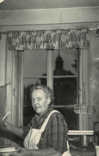 Her mother Anna Plachtová as a cook, around the 1950s
