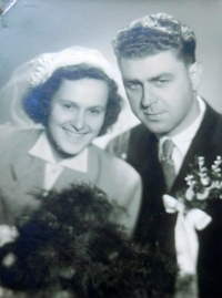 Wedding photo of Zdenka and Alois Matěj, November 1956