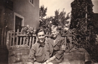 With an American soldier, Strašín, 1945