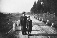 With his grandpa, Šumava, 1945