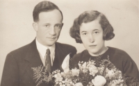Eliška and Josef Weinstein, wedding photo, Zlín, May 2, 1936