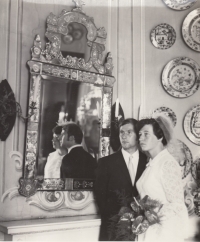 Jiří and Eva Ludvíček, wedding, photographed on August 8, 1970 at the Vizovice Castle