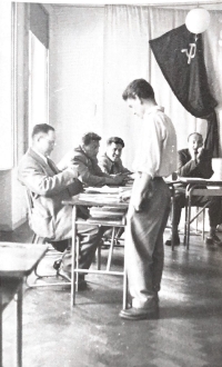 Josef Havránek doing his final exams, Lovosice, 1958