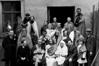 Milan Růžička's father with volunteers as Judas (on the left next to Jesus) / circa 1940s
