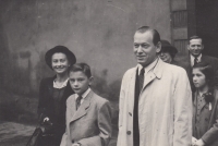 With mother Růžena and stepfather Josef Simon, Prague, after WWII