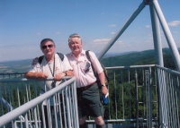 Miloslav Vítek (left) with colleague Karel Potoczný at the Vizovice watchtower