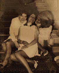 Jaroslava Kovářová (on right) with her friends at her prom