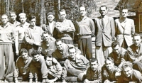 Štefan Králik with his football team, 1950s.