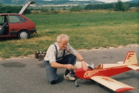 With his old model CHAI-19 powered by his own engine, Bezděkov, 1997