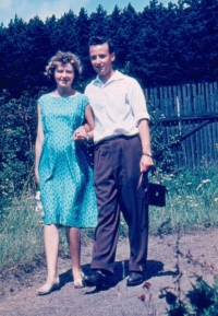 With his wife Dana, 1960