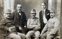 Vera Sokol's father Bohumil Kubecek (second from right), 1915