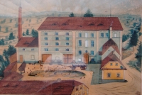 The mill in Meclov in its heyday on a period postcard