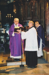 Stanislav Krátký celebrating a holy mass at an abbey