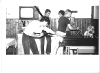Playing pool with friends, 1988
