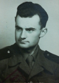 Jan Rybář as a soldier at the Auxiliary Technical Battalions