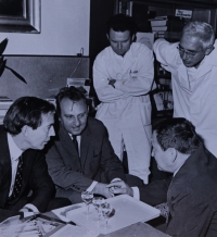 Rudolf Vévoda with colleagues from the clinic, 1970s