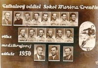 Football team Sokol Merina Trenčín, 1950. Team captain Štefan Králik third from the right.