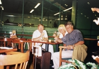 Meeting at the airport in Singapore. Bengt Eric Bengtsson, the International Ski Federation President is sitting with Ladislav Slonek. The photo taken on 12 June 2000