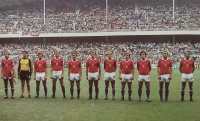 Petr Janečka (fourth from right) at the 1982 World Cup in Spain before the match against England
