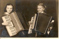 Michal Chumchal's wife Jana, on the right, 1955