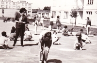 Competition of students of ĽŠU in Galant in drawing on concrete, 1965-66.