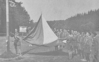 Karel Soukup (fourth from left) at a Scout camp, 1946