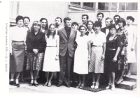 The teaching staff of ĽŠU in Galant in the 1982/83 school year. Eva Králiková second from the left.