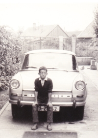 Son Juraj with the first family car, 1960s.