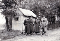 J. Cardova's father Bohuslav Carda with colleagues from the financial guard at the customs / Rychlebské hory / 1938