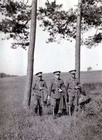 J. Cardova's father Bohuslav Carda (in the middle) with colleagues from the financial guard / 1938