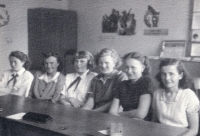 Jarmila Cardová (the third one from the left) at school / Bílovec / late 1940s
