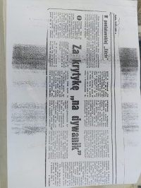 Artykuł "Za krytykę na dywanik" o interwencji Aleksandra Soli w 1980 roku w sprawie praw robotniczych w zakładzie Predom-EDA