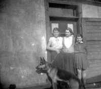 With her sister and mother, Ostrava, circa 1952