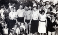 Ingeborg Larišová's father ( in the middle in a swimsuit) and mother (on the right, in a white blouse), Slovakia, the 1930s
